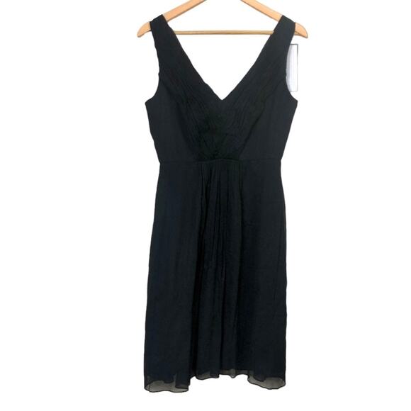 J. Crew Louisa 100% Silk Ruffled V-Neck Sleeveless Knee Length A-line Dress 4 - Picture 1 of 11